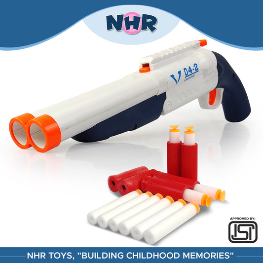 NHR Double-Barreled Shotgun Toy Gun for Kids with 10 Foam Bullets