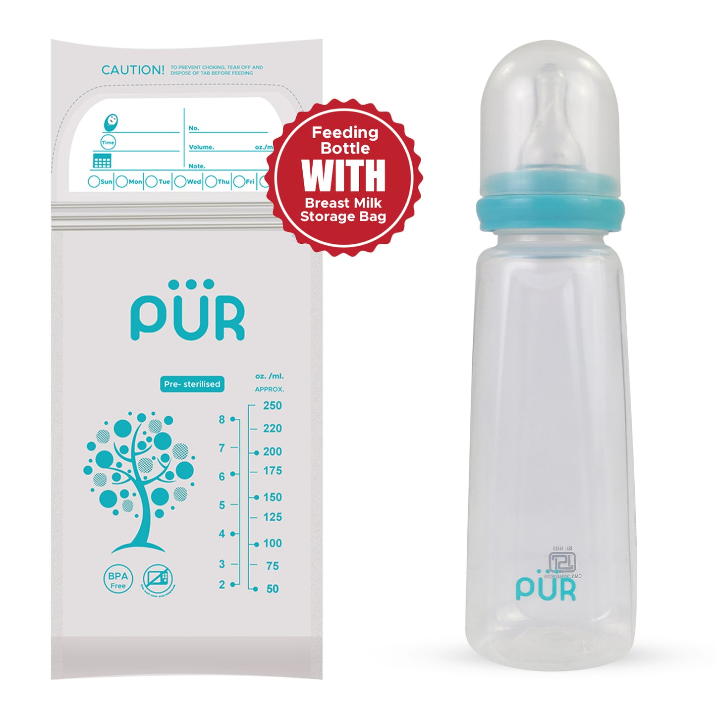 PUR 9027 Eco Feeding Bottle: BPA-Free, Ergonomic Design for Healthy Feeding (Choose Any Color)