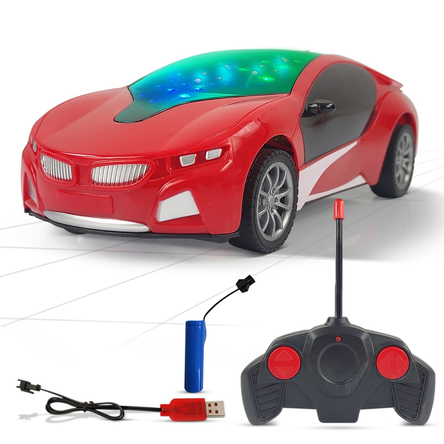 NHR Remote Control Car with LED Light, 4 Function, Racing Car (Choose Any color)