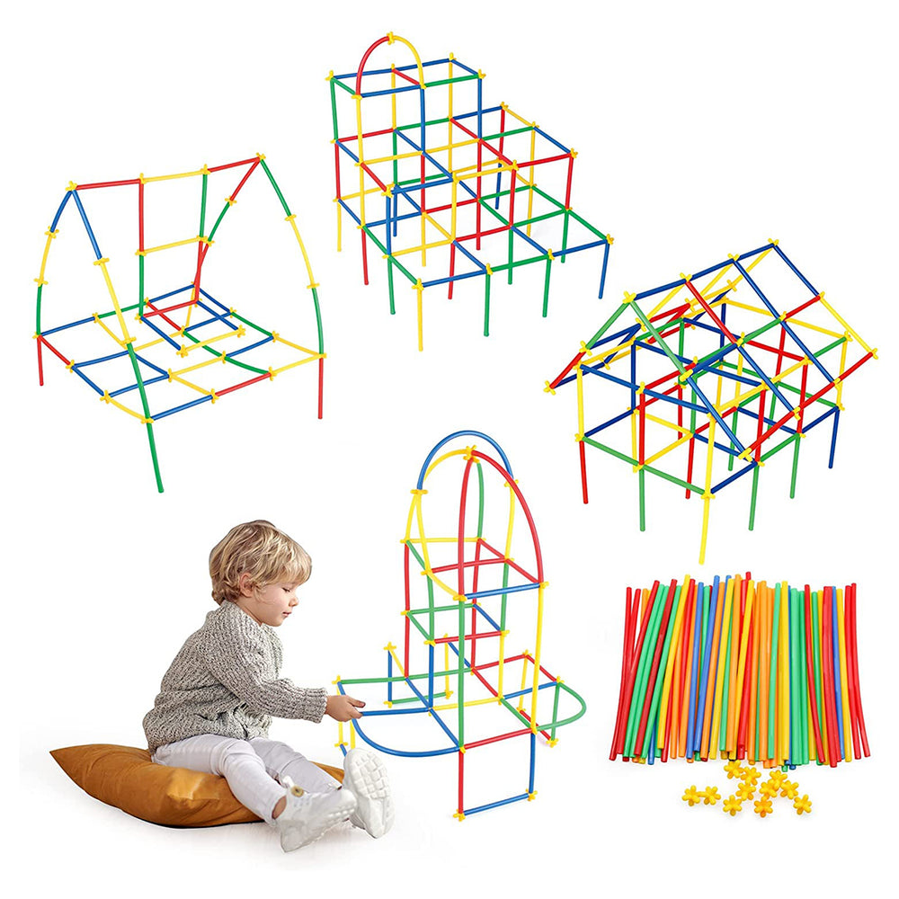 NHR Mega Jumbo Pack of Multi Colored DIY Educational Straw Assembly set for Kids (45pcs Straw + 45pcs Connector)