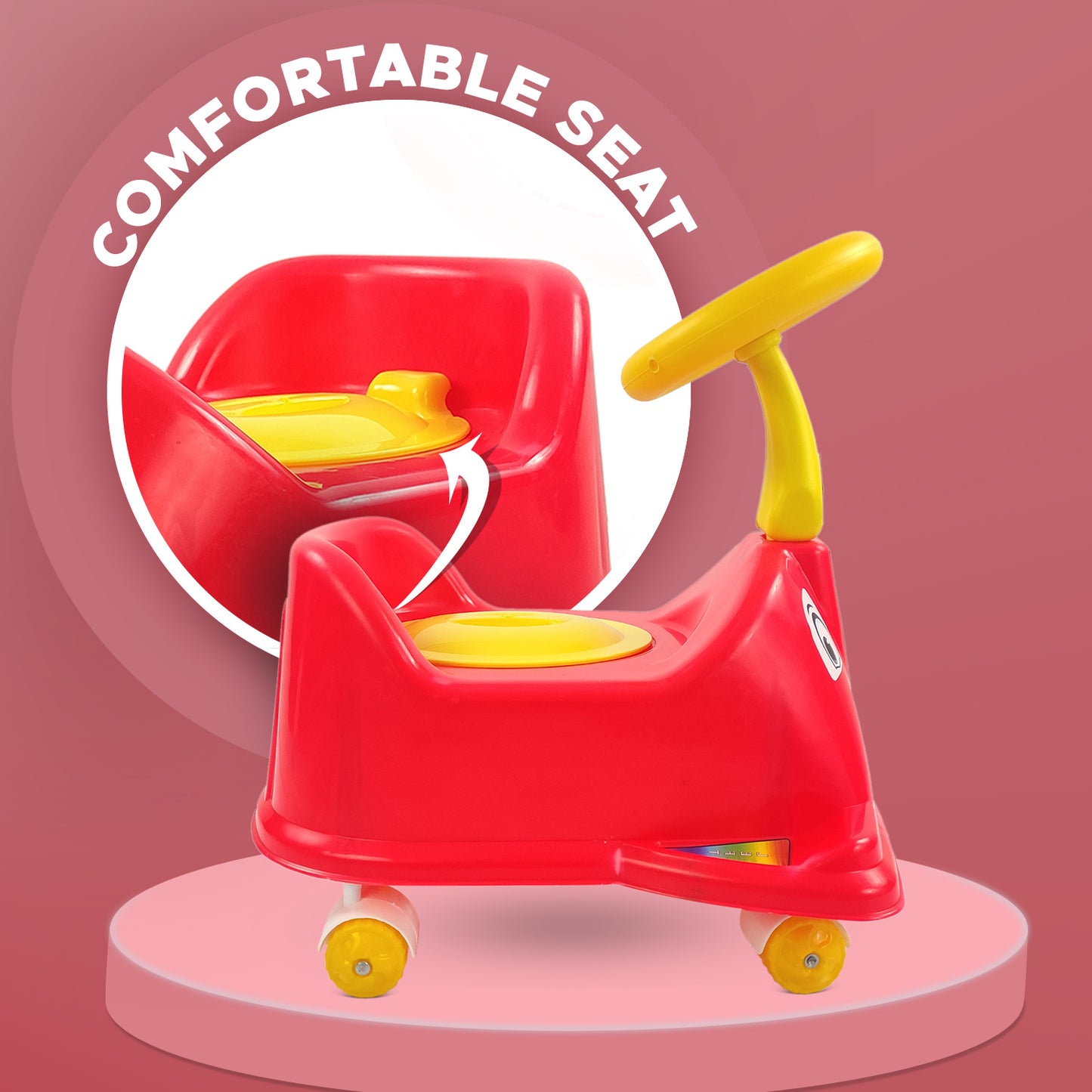NHR Car-Style Baby Potty Seat with Wheels (Choose Any Color)