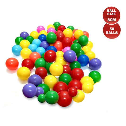 NHR Premium Big Size Colourful Plastic Balls For Fun with No Sharp Edges -Ball For Pool, Play Balls, Multicolors Ball For Kids, Balls For Play Tent, Ball For Indoor & Outdoor Game, Multicolors Balls, Ball For Ball Pit, Small Ball (Set of 50, Multicolor)