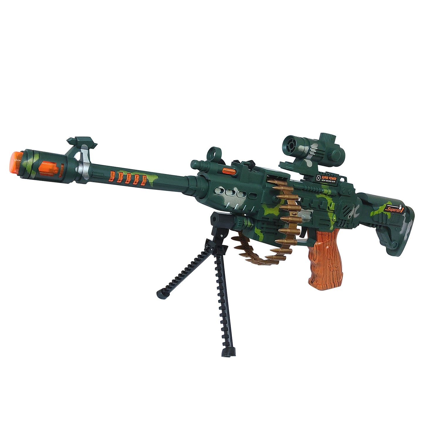 NHR Machine Gun Toy with Laser Light, Sound Effects, Scope & Stand for Kids