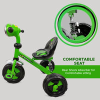 Dash Xtreme Stylish Steel Tricycle for Kids , Baby with Strong Frame, Light and Music n High Back Rest (2 to 5 Years , Green)