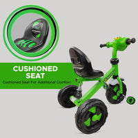 Dash Xtreme Stylish Steel Tricycle for Kids , Baby with Strong Frame, Light and Music n High Back Rest (2 to 5 Years , Green)