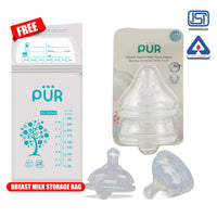 
              PUR Gentle Touch Wide Neck Silicone Nipple for Baby Feeding Bottles, Baby Nipple, Silicone Nipple, Wide Neck Nipple, Nipple for Bottle, Baby Bottle Nipple (L Size, Pack of 2)
            