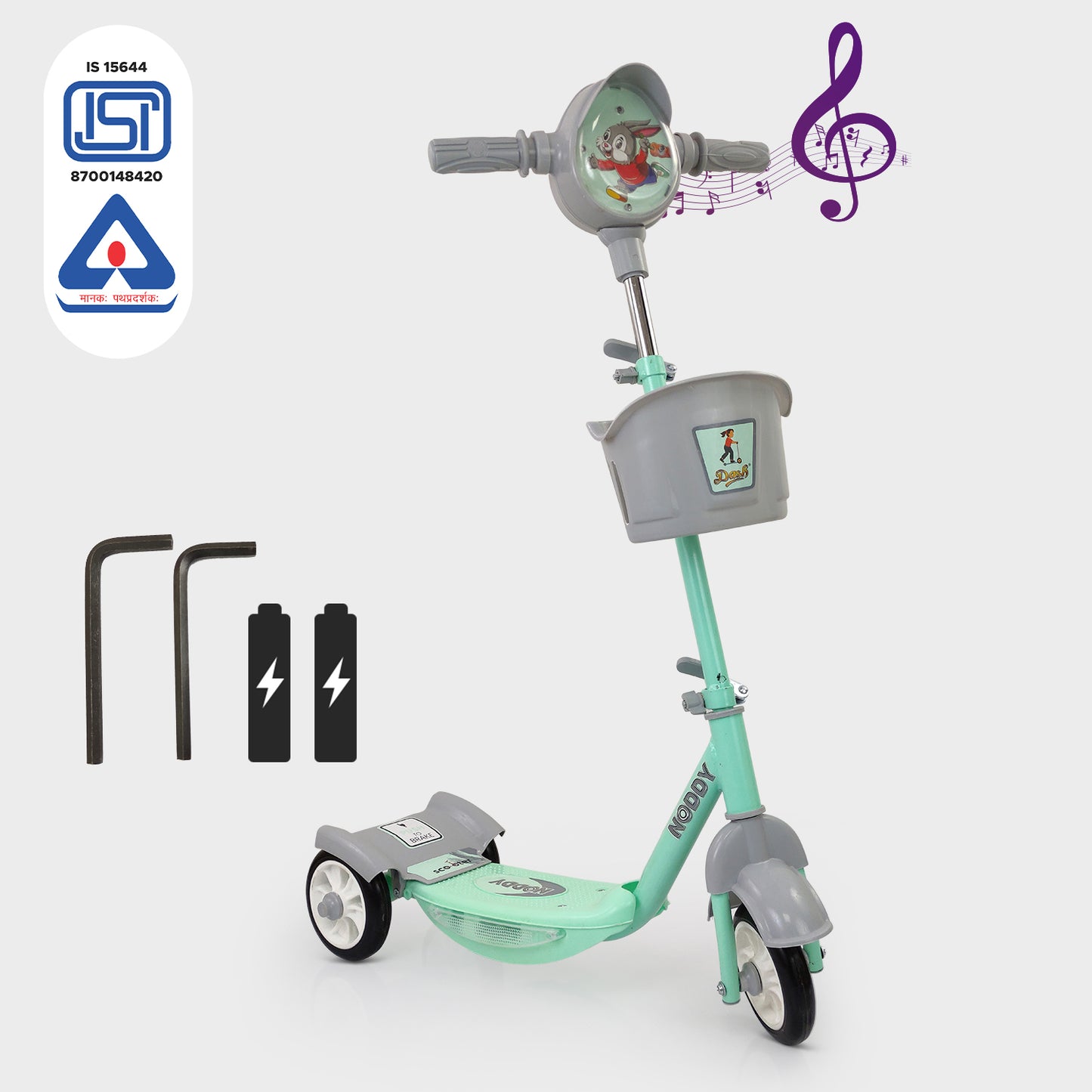 Dash Noddy Deluxe 3 Wheel Adjustable Height Kids Scooter for 3 to 6 Years (Choose Any Color)