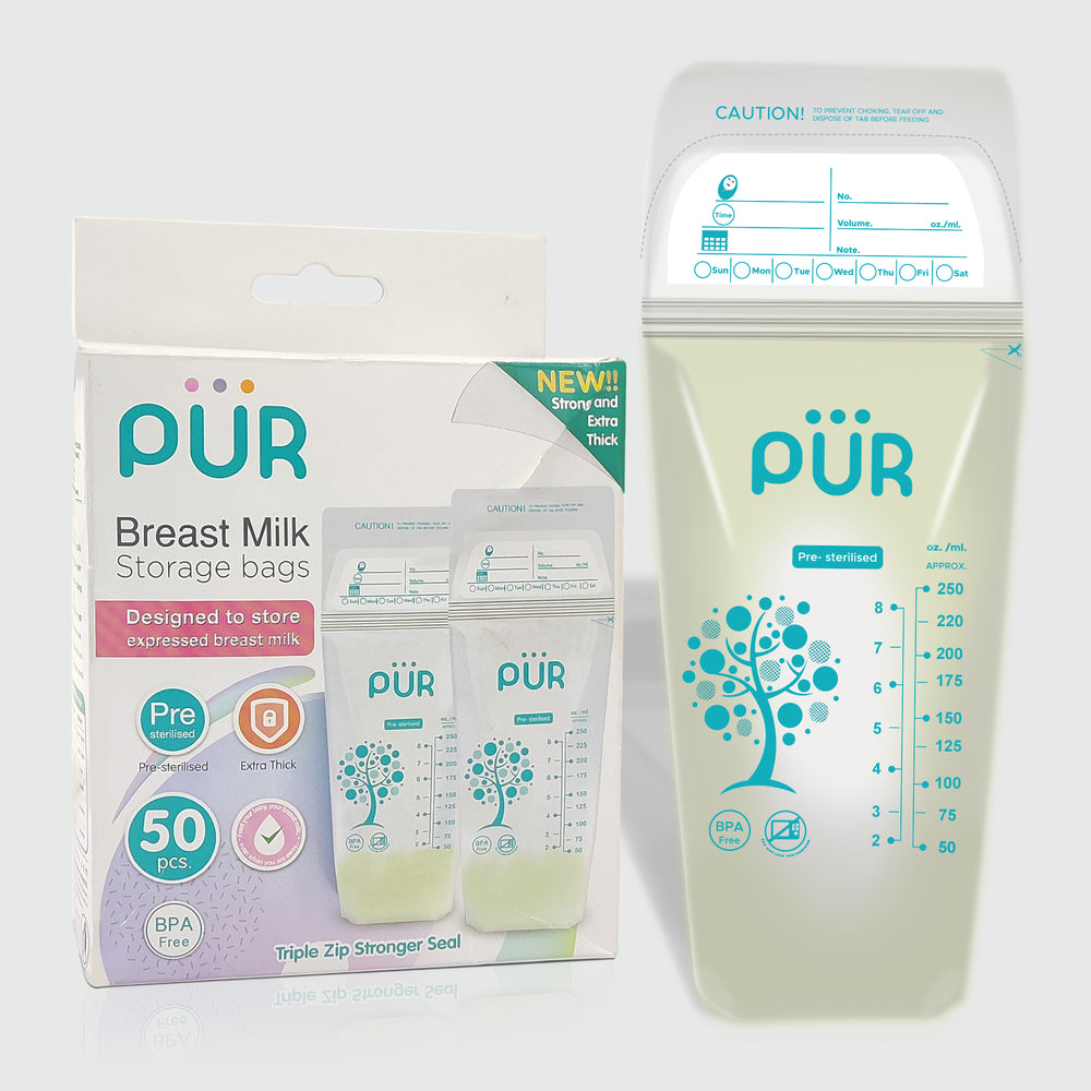 PUR Breast Milk Storage Bags, BPA Free Disposable Bag, Milk Freezer Bags for Breast Feeding, Transparent Milk Bag, Milk Storage Bag for Baby, Milk Bag (Pack of 50)