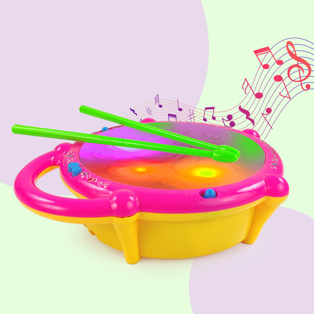 NHR Musical Drum Toy with 3D Flashing Light for Kids- Drums Toys with Light & Music, Toy Drum for Kids, Musical Drum, Drum, Drum for Kids, Drum with Lights, Khilona, Bache wala Drum