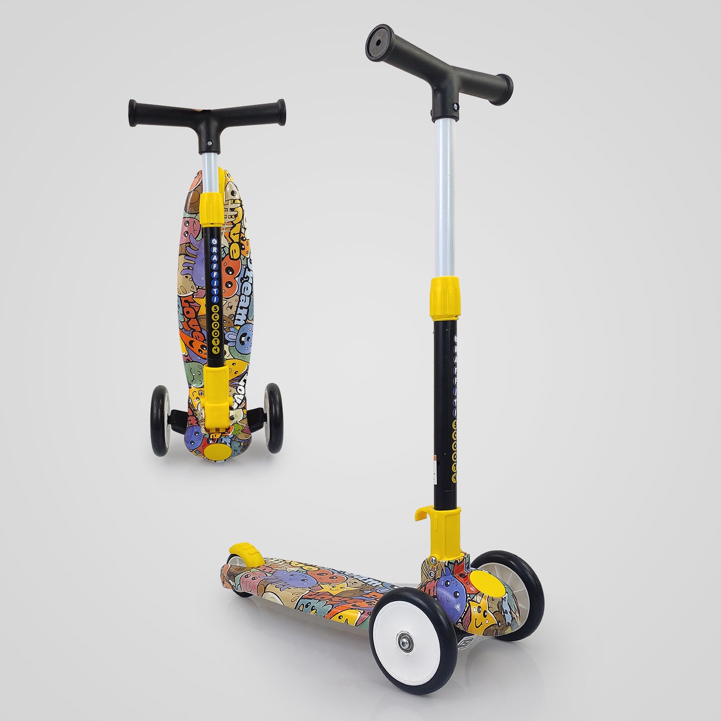 NHR Graffiti Scooter: 3-Wheel Adjustable for Kids 3-10 (Multicolor)