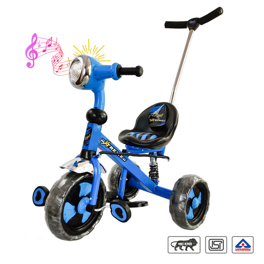 Dash Xtreme Deluxe 2 in 1 Kids Tricycle Convertible Baby Tricycle Kid's Trike with Parental Adjust Push Handle Children with Seat Belt Kid's Ride Outdoor | Suitable for Boys & Girls (2 to 5 Years ,Blue)