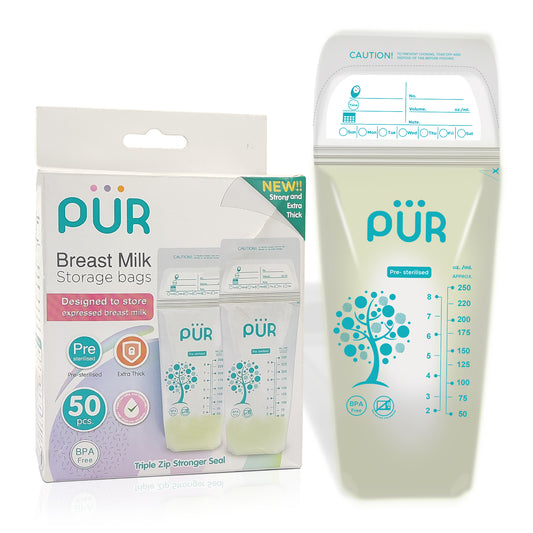 PUR Breast Milk Storage Bags, BPA Free Disposable Bag, Milk Freezer Bags for Breast Feeding, Transparent Milk Bag, Milk Storage Bag for Baby, Milk Bag (Pack of 50)