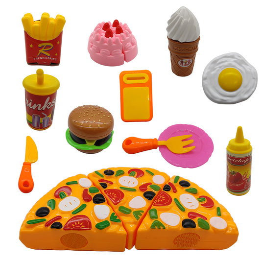 NHR Play Pizza Set Toys: 12 Pieces (Multi-Color)