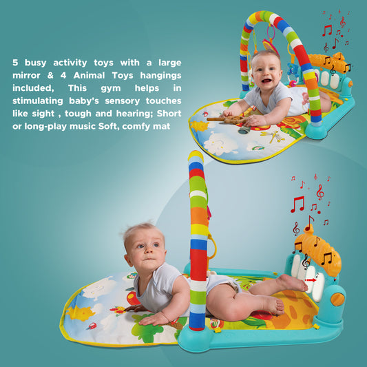 NHR 2 in 1 Baby Kick and Play Piano Gym Mat Rack for Kids (Multicolor)