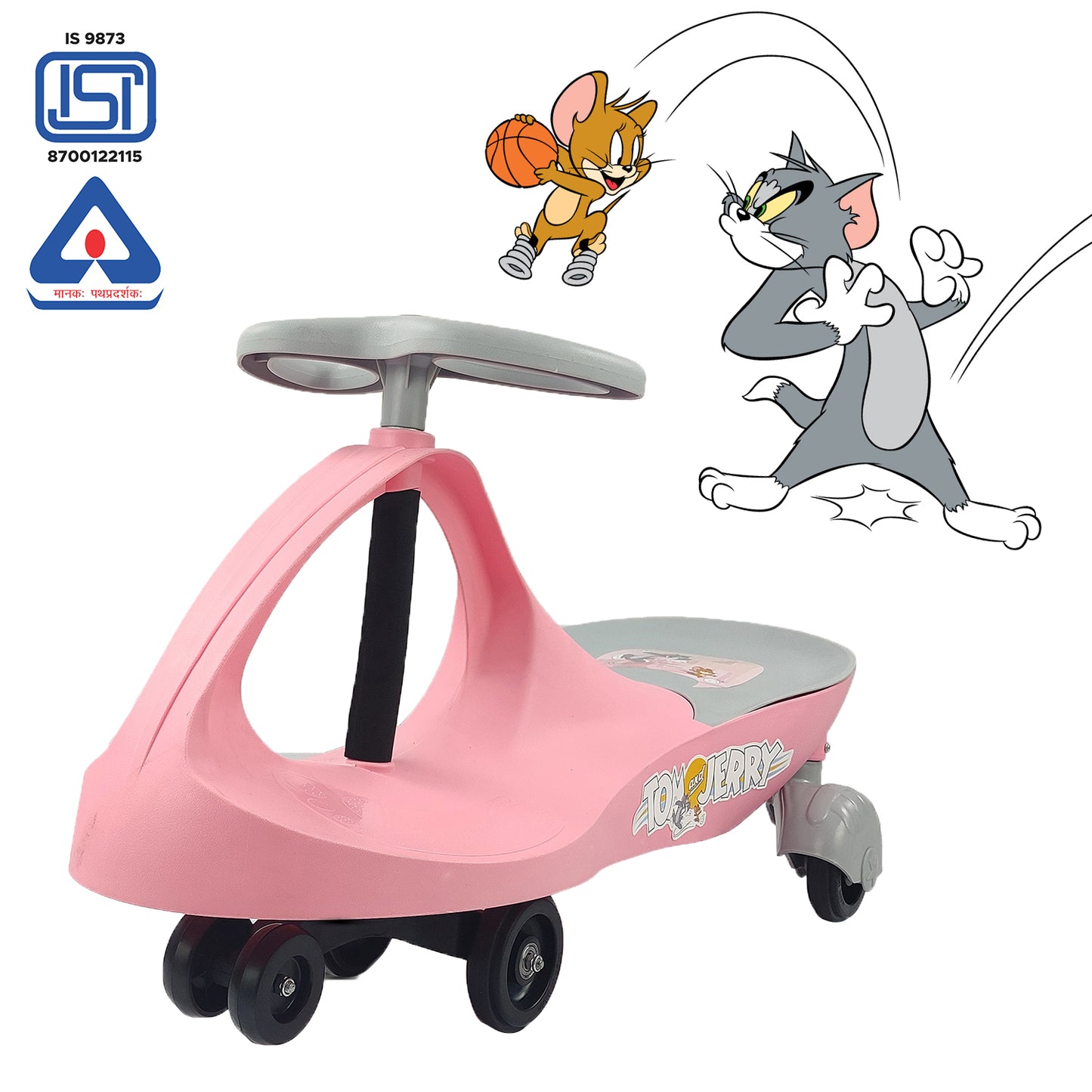 Nhr Tom & Jerry Magic Swing Car, Ride On for Kids with Scratch Free Wheels (Choose Any Color)