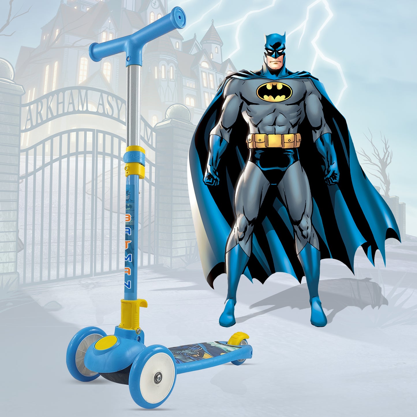 Batman Smart Kick Scooter for Kids with Adjustable & Foldable (Blue)