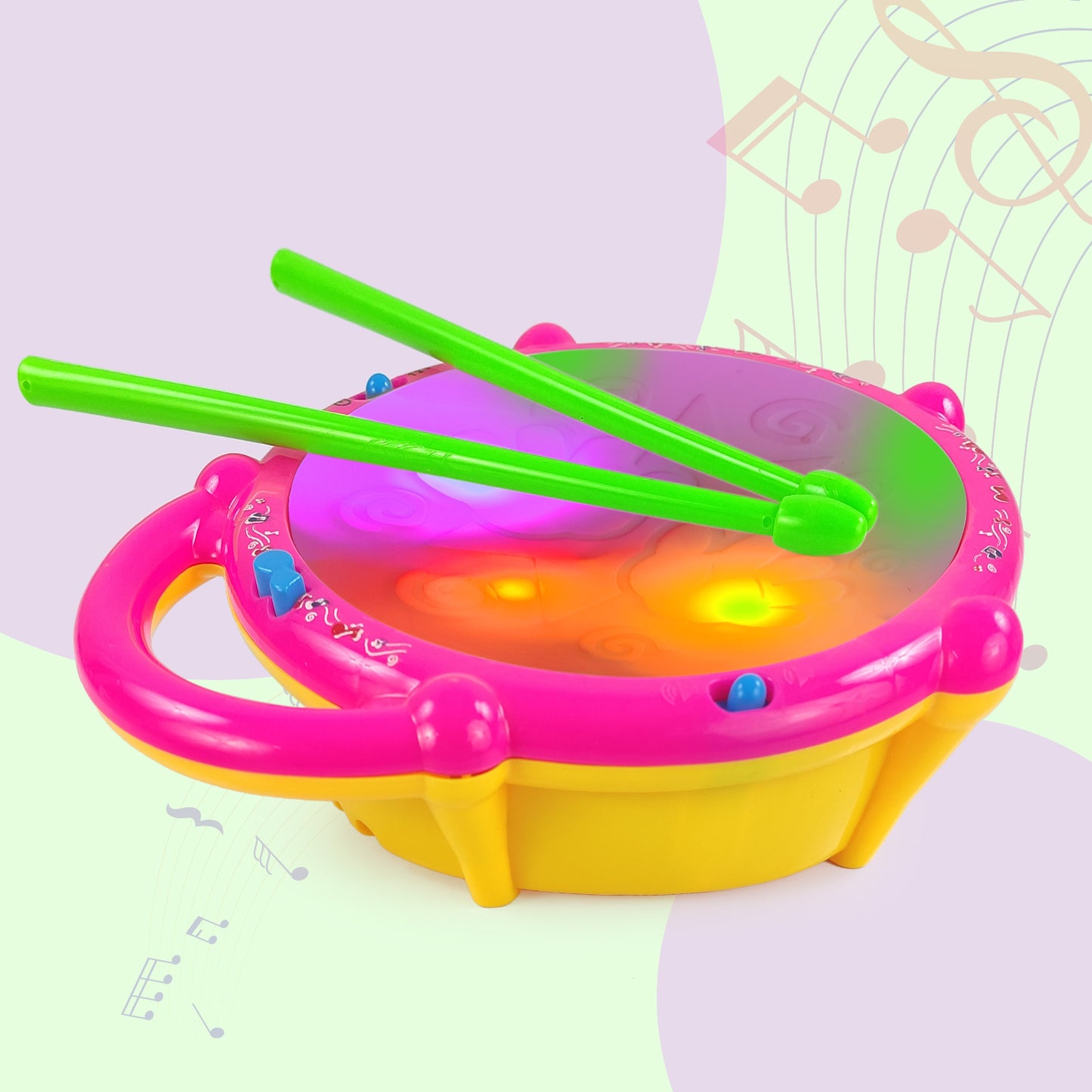 NHR Musical Drum Toy with 3D Flashing Light for Kids