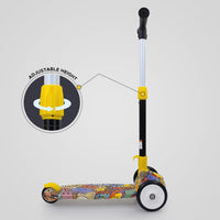 NHR Grafitti Party Foldable Kick Scooter for Kids with 3 Level Adjustable Height, & Brake- Scooter for Kids, Kick Scooter, Scooty, Kids Scooter 5 Years+, Scooter for Kids 3 Years, Skating Cycle, Road Runner, Kick Scooter, Kids Scooty, (3 to 8 Years)