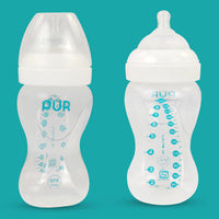 PUR 9812 Advanced Plus Wide Neck Feeding Bottle, Anti-Colic System, BPA Free, Hygienic Silicone Nipple/Teat for 3+ Months Baby (8oz./250ml, White)