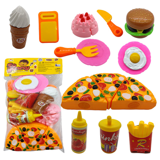 NHR Play Pizza Set Toys: 12 Pieces (Multi-Color)