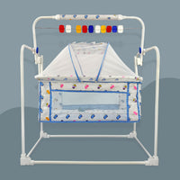 NHR Premium Quality Cradle For New Born Baby with Mosquito Net, Cradle, Baby Jhula, Baby Palna, Palana, Hammock, Baby Crib, Baby Cot, Baby Swing for 0 to 2 Years, Hindola, Jhulna For Babies, Sleeping Palna for Babies-Blue