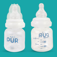 
              PUR Anti Colic Glass Feeding Bottle with Free Milk Storage Bag for Baby, BPA Free Baby Feeding Bottle, Feeding Bottle, Bottle for Baby, Milk Feeding Bottle, Feeding Bottle for Baby, Bottle with Nipple (60ml, White)
            