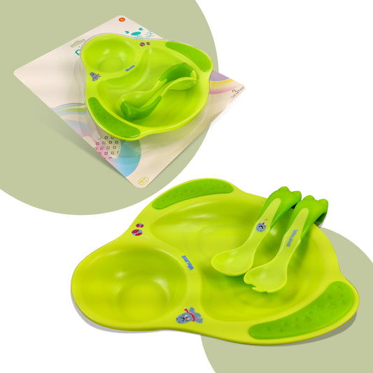 PUR Walrus Plate Set for Baby (Green)