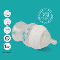 PUR 9812 Advanced Plus Wide Neck Feeding Bottle, Anti-Colic System, BPA Free, Hygienic Silicone Nipple/Teat for 3+ Months Baby (8oz./250ml, White)