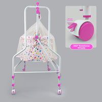 NHR Premium Quality Cradle For New Born Baby with Mosquito Net & Pillow, Cradle, Baby Jhula, Baby Palna, Palana, Hammock, Baby Crib, Baby Cot, Baby Swing for 0 to 2 Years, Jhulna For Babies, Sleeping Palna for Babies, Cradle with Mosquito Net  (Pink)