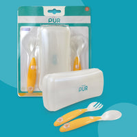 
              PUR Cutlery Set with Travel Case for Baby, Cutlery Set for baby, Baby Spoon, Baby Feeding Set, Spoon and Fork for Baby for 6+ Months (Yellow)
            