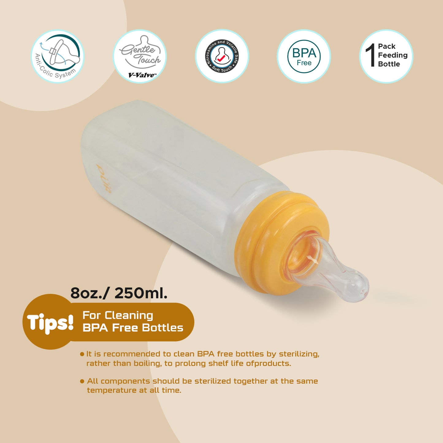 PUR 9027 Eco Feeding Bottle: BPA-Free, Ergonomic Design for Healthy Feeding (Choose Any Color)