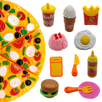 NHR Play Pizza Set Toys for Kids, 12 Pieces for Pretend Cooking & Cutting Play Set Toy for Kids, Girls & Boys (Multi-Color)