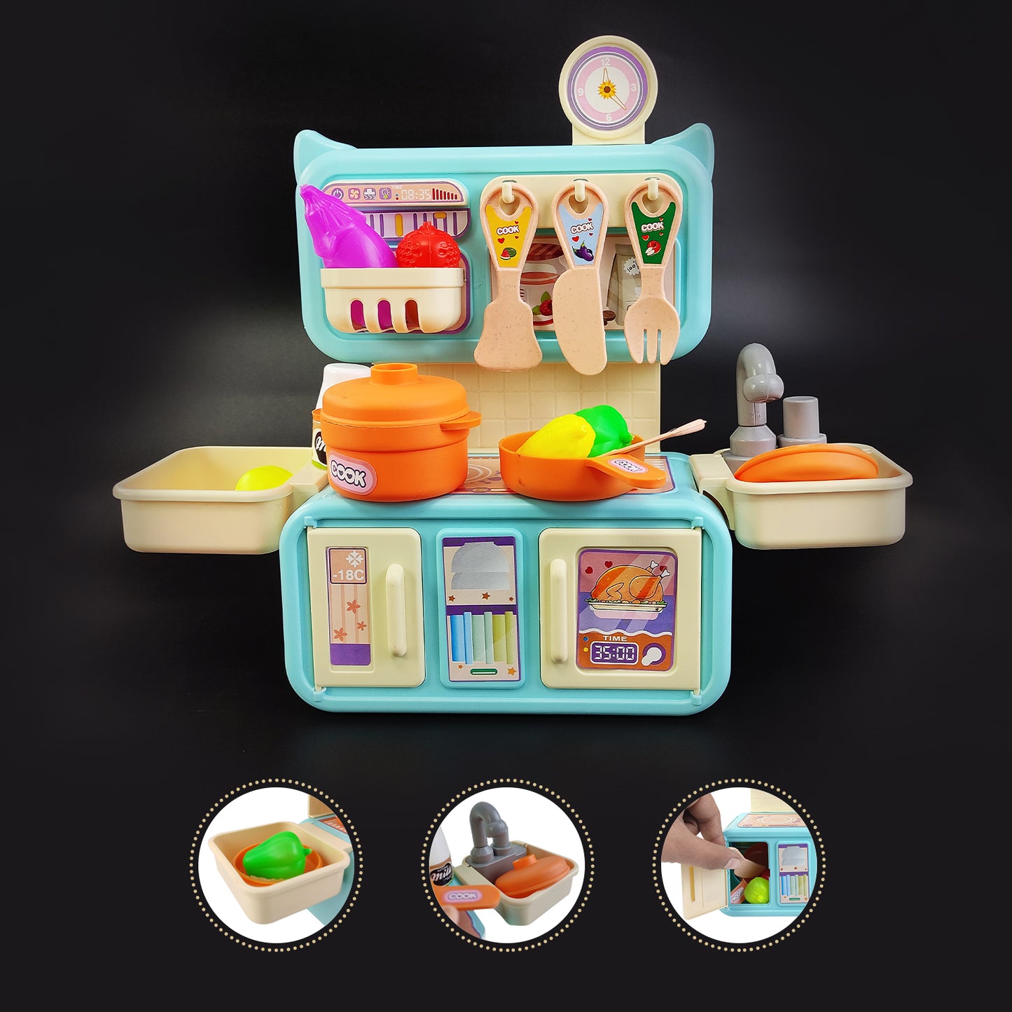 NHR Dream Kitchen Set: Interactive Playset, Product Accessories, Storage, Ages 3+