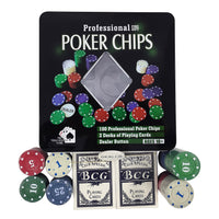 NHR Poker Chip Set with Tin Case, 100 Pcs Casino Poker Chips with 1 Dealer Button and 2 Decks Poker Cards- Poker Game, Casino Poker Chips, Casino Game, Poker, Poker Chip Set, Poker Chips, Club Poker, Club Game (Set of 100 chips + 2 Deck of Cards.