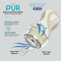 
              PUR 9812 Advanced Plus Wide Neck Feeding Bottle, Anti-Colic System, BPA Free, Hygienic Silicone Nipple/Teat for 3+ Months Baby (8oz./250ml, White)
            