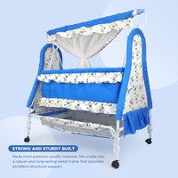 
              NHR New Born Baby Cradle with Removable Mosquito Protection Net & Storage Space, Cradle, Baby Jhula, Baby Palna, Zoli, Ghodiyu, Palana, Hammock, Baby Crib, Baby Cot, Baby Swing for 0 to 2 Years, Hindola, Jhula For Babies, Sleeping Palna for Babies (Blue)
            