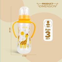 
              PUR Anti Colic Slim Neck Feeding Bottle with Grip Handle for Baby with Free Milk Storage Bag, BPA Free Baby Feeding Bottle, Feeding Bottle, Bottle for Baby, Milk Feeding Bottle, Feeding Bottle for Baby, Bottle with Nipple (250ml, Yellow)
            