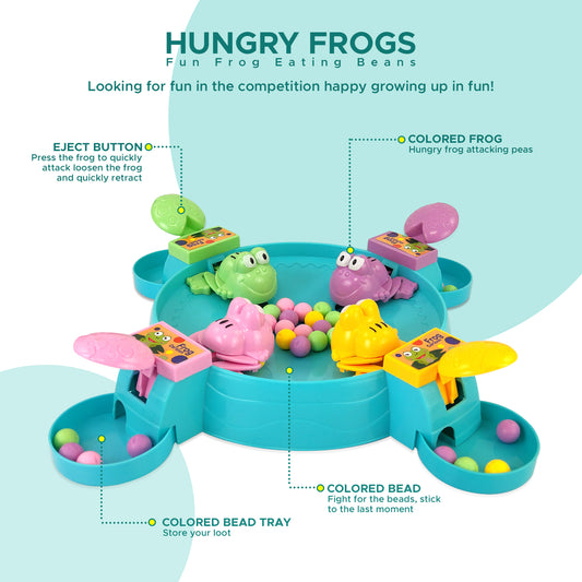 NHR 4 Players Classic Hungry Frogs Eating Beans Board Game for Kids