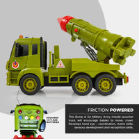 NHR Missile Launcher Army Truck Toy with Light & Music, Pull Back Vehicles, Friction Power Toy, Military Trucks for 3+ Years, Friction Toy, Missile Launcher Truck, Missile Wala Truck, Car Toy, Truck Toy, Army Truck, Army Tank, Tank (Green)