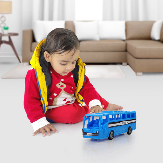 NHR Plastic Friction Powered Toy Bus for 2 Years+ Kids (Choose Any Color)