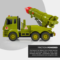 NHR Missile Launcher Army Truck Toy with Light & Music, Pull Back Vehicles, Friction Power Toy, Military Trucks for 3+ Years, Friction Toy, Missile Launcher Truck, Missile Wala Truck, Car Toy, Truck Toy, Army Truck, Army Tank, Tank (Green)
