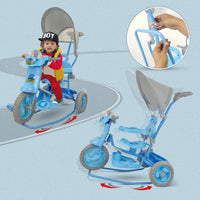 Dash Vega Musical Tricycle for Kids with Canopy and Parent Push Handle (Blue)