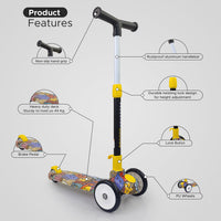 NHR Grafitti Party Foldable Kick Scooter for Kids with 3 Level Adjustable Height, & Brake- Scooter for Kids, Kick Scooter, Scooty, Kids Scooter 5 Years+, Scooter for Kids 3 Years, Skating Cycle, Road Runner, Kick Scooter, Kids Scooty, (3 to 8 Years)