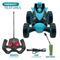 NHR Remote Control Car RC Stunt Vehicle 360°Rotating Rolling Radio Control Electric Race Car, Boys Toys Kids (3+ Years, Blue)