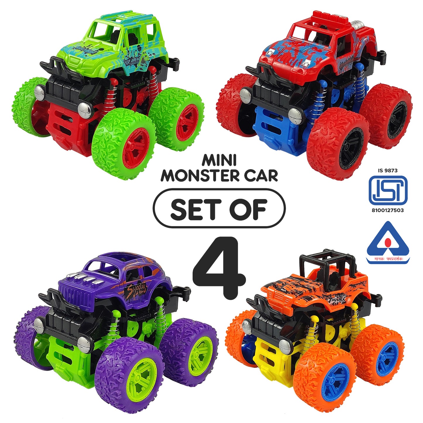 NHR Premium Quality Mini Monster Friction Powered Cars (You will get any color)