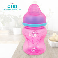 PUR Multi Grasp Drinking Cup for Baby, Baby Cup, Baby Sipper Bottle, Bottle for Baby, Gift for Baby, Baby Drinking Cup for +6 Months (Pink)
