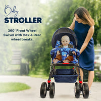 
              NHR Foldable Pram with 3 Recline Postions, Reversable Handlebar, & 360° Swivel Wheel Stroller (3, Blue)
            
