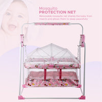 
              NHR Baby Cradle with Mosquito Protection Net - Cradle, Baby Jhula, Baby Cradle, Cradle for Baby, Baby Palna, Zoli, Ghodiyu, Palana, Hammock, Baby Crib, Baby Cot, Baby Swing for 0 to 2 Years, Hindola, Jhulna For Babies, Sleeping Palna for Babies (Pink)
            
