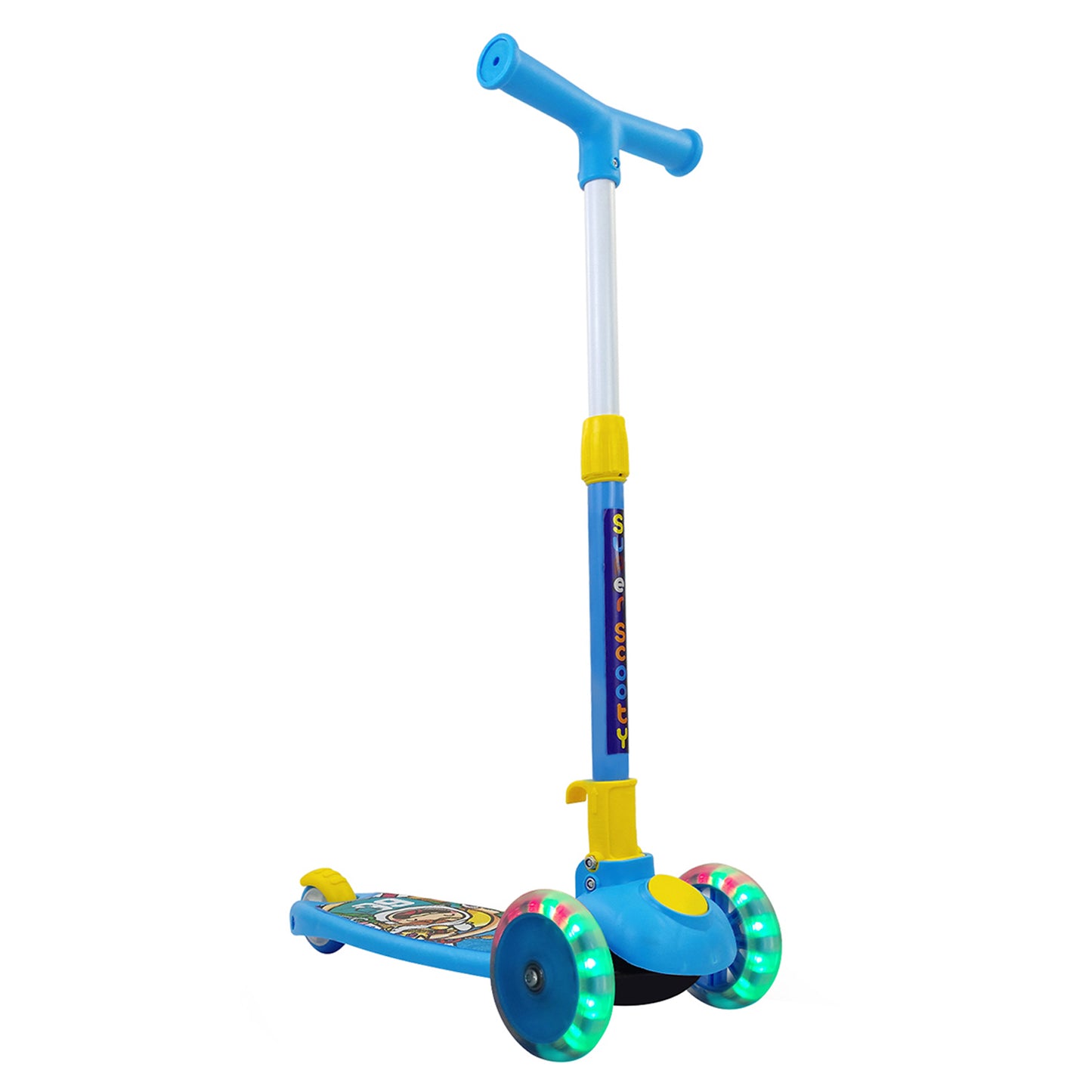 NHR Smart Kick Scooter, Adjustable Height with LED Wheels (Choose Any Color)