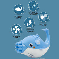 NHR Dolphin Bubble Gun with Solution- 10 Hole Electric Bubble Gun for Kids, Gatling Bubble Machine Toy, Bubble Gun, Electric Bubble Maker Gun, Bubble Gun Toys, Bubble Shooter, Bubble Gun Liquid (Blue)